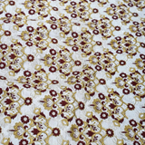 All Over Zari Embroidery On White Dyeable Dupion Silk Fabric