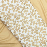 All Over Golden Jaal Work Embroidery On White Dyeable Dupion Silk Fabric