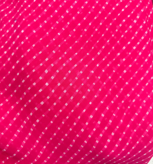 Pink Colour Leheriya Georgette Printed Fabric