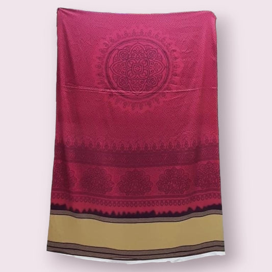Pink Bandhani Digital Print on Modal Gaji Silk Dupatta With Golden Border - Shree Om Fabrics