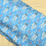 Blue Colour Ajrakh Satin Printed Fabric - Shree Om Fabrics