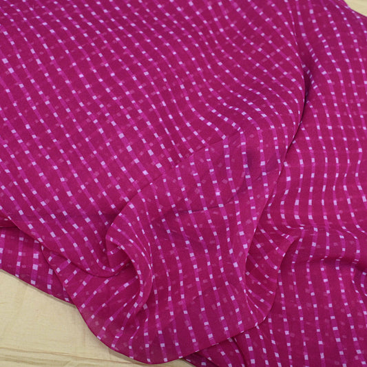 Dark Pink Colour Leheriya Georgette Printed Fabric - Shree Om Fabrics