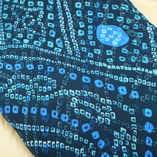 Eco Blue Colour Bandhani Georgette Printed Fabric - Shree Om Fabrics