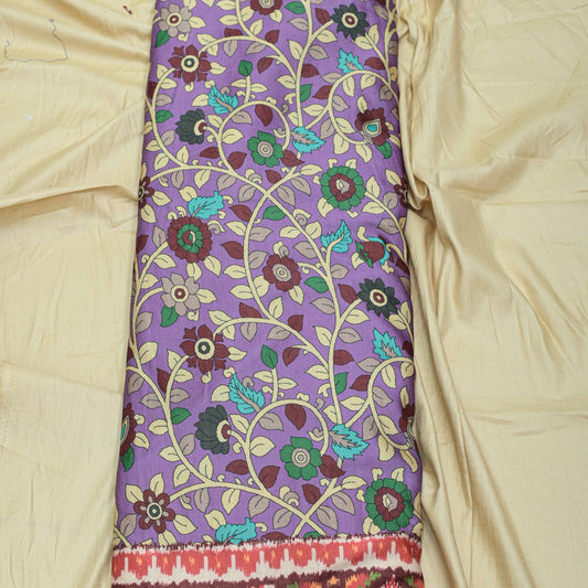 Floral With Patola Border Linen Satin Printed Fabric - Shree Om Fabrics