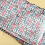 Light Grey Colour Ajrakh Satin Printed Fabric - Shree Om Fabrics