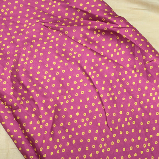 Magenta Colour Bandhani Satin Printed Fabric - Shree Om Fabrics
