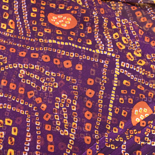 Magenta Wine Colour Bandhani Georgette Printed Fabric - Shree Om Fabrics