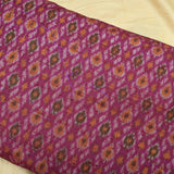 Magenta Wine Colour Pure Raw Silk Ikat Printed Fabric - Shree Om Fabrics