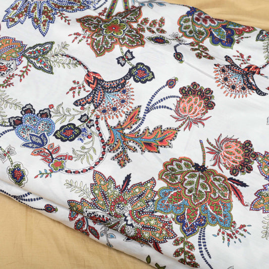 Multi Colour Floral Satin Printed Fabric - Shree Om Fabrics
