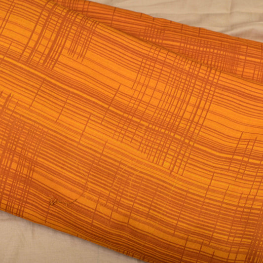 Orange Colour Self Lining Rayon Printed Fabric - Shree Om Fabrics