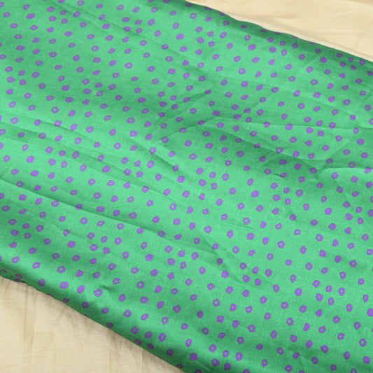 Parrot Green Colour Bandhani Satin Printed Fabric - Shree Om Fabrics
