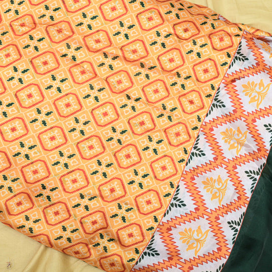 Patola With Border Satin Printed Fabric - Shree Om Fabrics