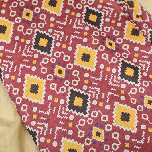 Red Colour Patola Tussar Silk Printed Fabric - Shree Om Fabrics
