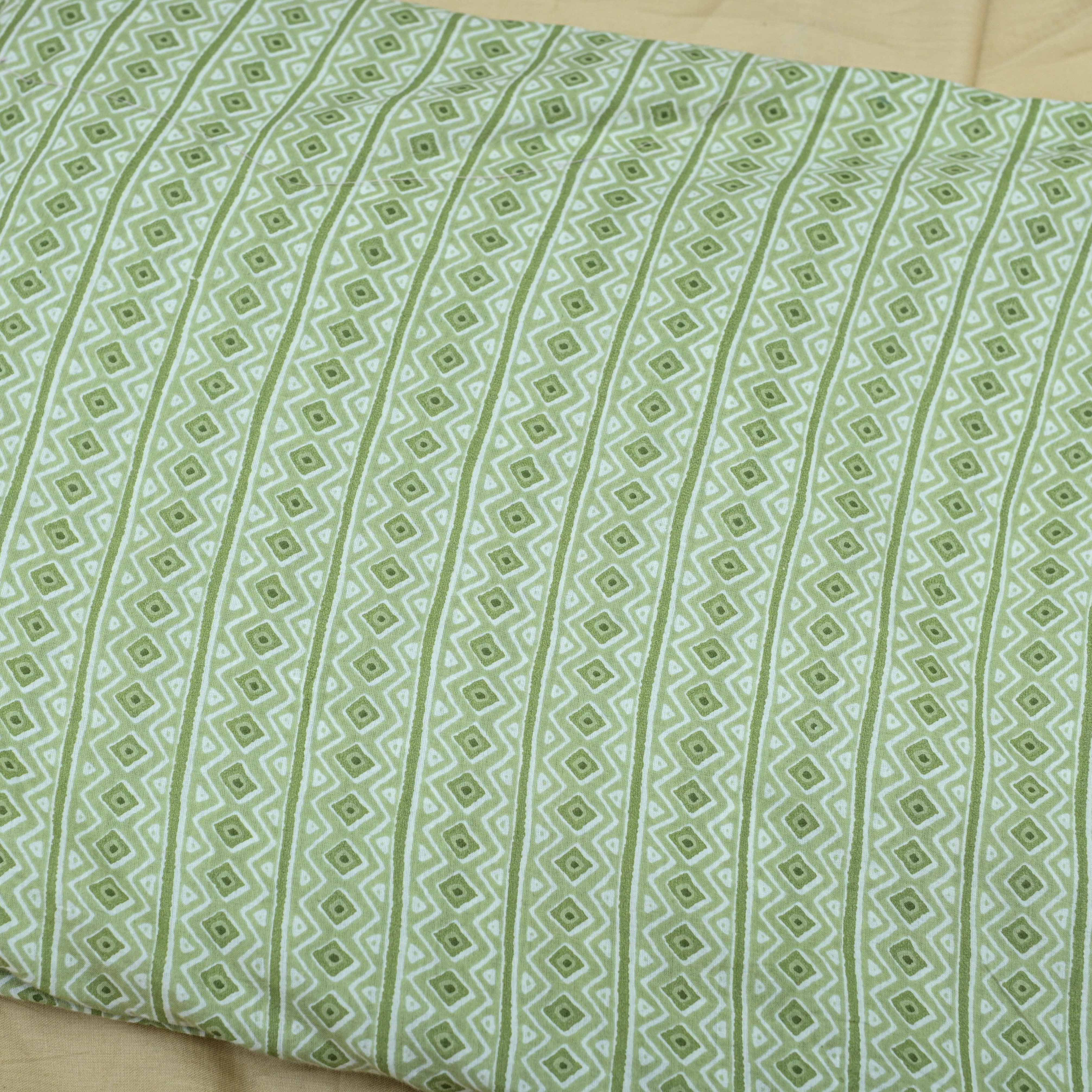 Sea Green Colour Lining Cotton Printed Fabric - Shree Om Fabrics
