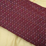 Wine Colour Pure Raw Silk Ikat Printed Fabric - Shree Om Fabrics